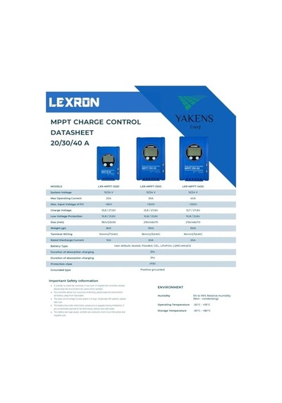 20a Amper Mppt 12/24v Solar Şarj Kontrol Cihazı Mppt Regülatör Lexron