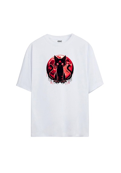 Ogc Kedi Oversize Unisex T-shirt Beyaz