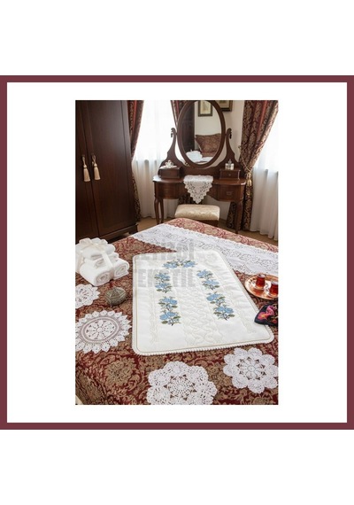 Storeşahin Kanaviçe İşlemeli Etamin Kumaş Seccade - Mavi Shn0720
