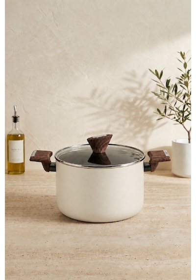Titanyum Makarna Tenceresi 22 Cm Krem Krem