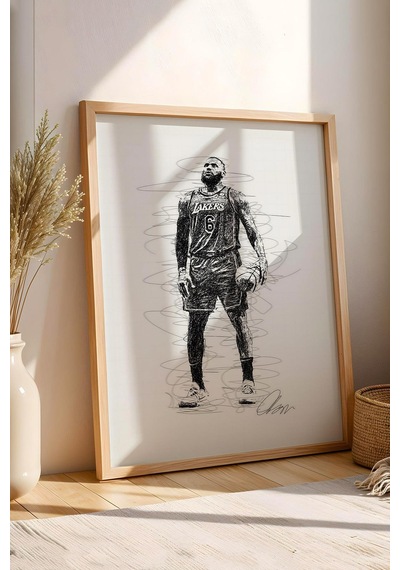 Lebron James Çerçeveli Tablo Nba Basketbol - Estetik Poster