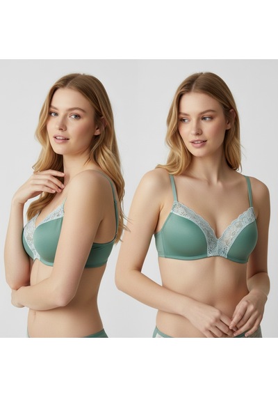 Bonbon Kadın Balensiz Yeşil Renk Rib Soft Bra Sütyen Bb2449