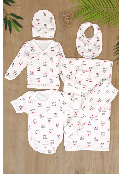 Sitilin Kız Erkek Bebek 7'li Hastane Çıkışı Seti I Love Mom Dad Kalp Desenli Yenidoğan Battaniyeli Zıbın Takımı Stl7299 Beyaz Sitilin Kız Erkek Bebek 7'li Hastane Çıkışı Seti I Love Mom Dad Kalp Desenli Yenidoğan Battaniyeli Zıbın Takımı Stl7299 Beyaz