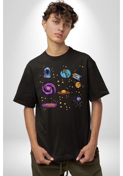 Uzay Figürleri Mars Ay Dünya Pamuklu Bisiklet Yaka Unisex Oversize Boyfriend Dijital Baskılı Siyah T-shirt Siyah Uzay Figürleri Mars Ay Dünya Pamuklu Bisiklet Yaka Unisex Oversize Boyfriend Dijital Baskılı Siyah T-shirt Siyah