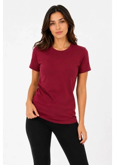 Butik İstanbul Basic Tişört Bisiklet Yaka Kısa Kol Günlük Yazlık Slim Fit T-shirt - Bordo