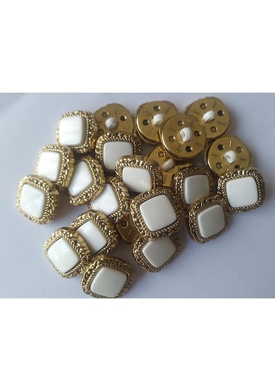 Düğme Kare 23mm Sarı Beyaz 27 Adet