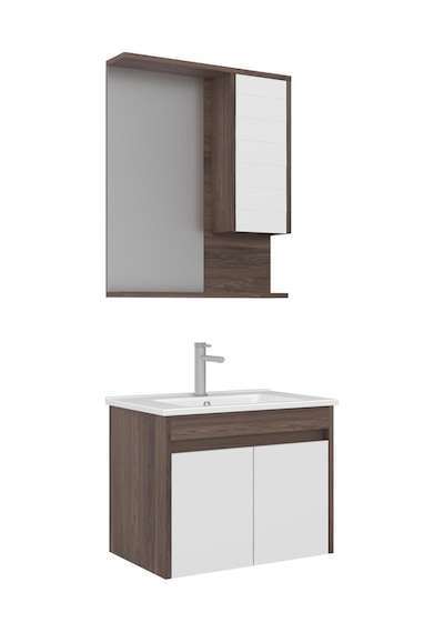 Orka Serra 65 Cm Navaro/beyaz Banyo Dolabı Alt Modül Ve Lavabo Navaro/beyaz