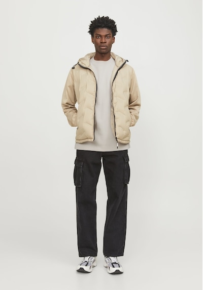Jack & Jones Erkek Bisiklet Yaka Kısa Kollu Tişört - Deco 12253379 Moonbeam Siyah