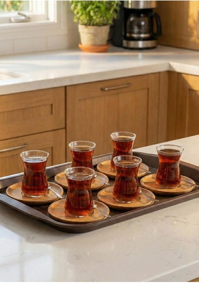 Bambu Çay Tabağı Seti - 6 Parça, 10 Cm Bambu