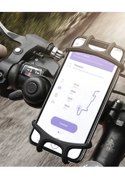 Motorsiklet Bisiklet Scooter İçin Darbe Emici Telefon Tutucu Silikon Kaydırmaz Tutucu Siyah