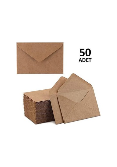 50 Adet Kraft Renkli Küçük Zarf 7x9