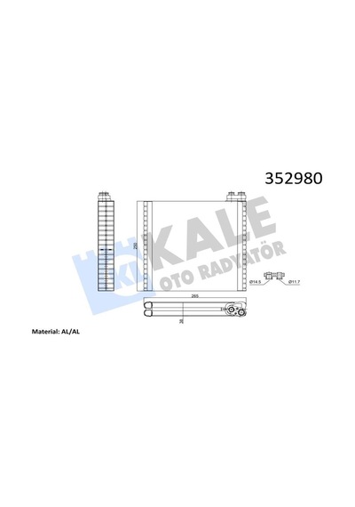 Kale Evaporator Al/brz Fıat Ducato 2.2/2.3/3.0dmtj 06 / Brazıng Al/al 265x250x38 Klr-352980