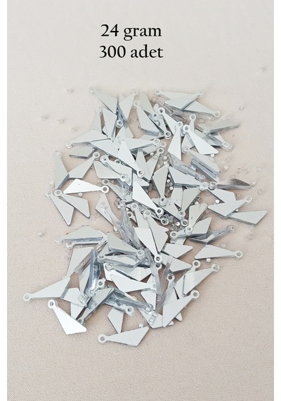 Oya Abiye Bileklik Kolye Pleksi Metalik Plastik Pul Gümüş Renk 24 Gram 300 Adet - Bnc593