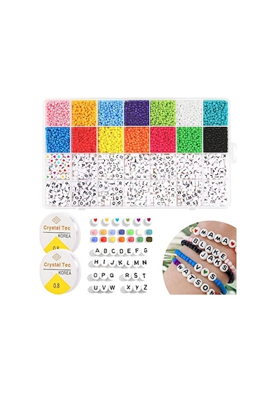 Boncuk Harfler, 5300 Parça İnci Seti Pastel 3 Mm, 14 Renkli Boncuklar, Bilezik, Küpe, El Sanatları, Kendin Yap Kolyeler Yapmak İçin 000 Açık Krem