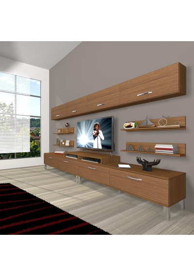 Decoraktiv Ekoflex 360y Slm Krom Ayaklı Tv Ünitesi Tv Sehpası Ceviz