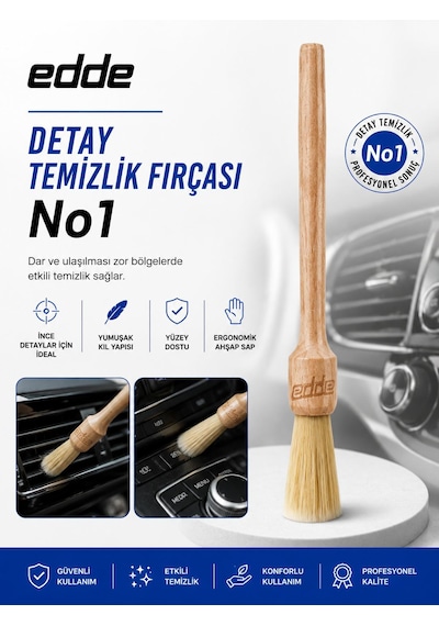 Edde Araba Araç Oto Yıkama Kıl Detay Fırçası Detailing Fırçası Detaylı Temizlik Fırçası No:1