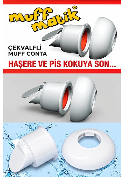 2 Adet Çekvalfli Adaptör Conta Ø50 Lavabo Gideri Koku Ve Böcek Önleyici Kolay Montaj Beyaz