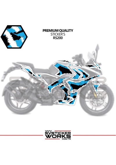 Bajaj Rs200 Kaplama Sticker Air Brush Motor Kaplama Modeli Hazır Kit Tüm Modeller Uyumlu Mavi