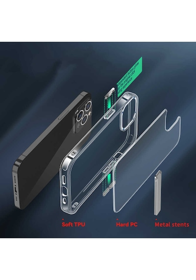 Apple Uyumlu iPhone 13 Pro Kilif Standli Seffaf Silikon Kapak 553932497