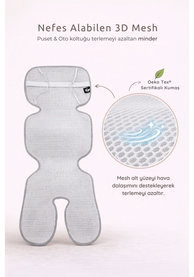 Universal Bebek Minderi - Terlemeyi Azaltan 3d Mesh Puset Ve Oto Koltuğu Şiltesi