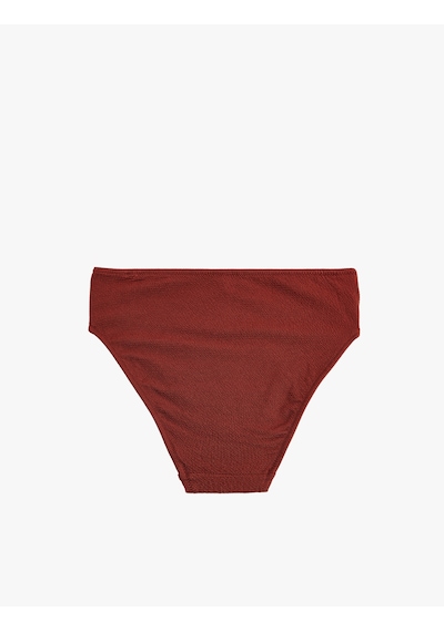 Koton Yüksek Bel Dokulu Bikini Altı Kahverengi 6sak00013mm Kahve
