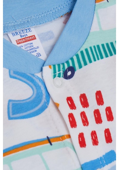 Breeze Erkek Bebek Patikli Tulum Desenli Köpekçik Baskılı 0-6 Ay, Beyaz-beyaz Beyaz