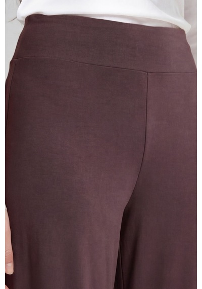 Kahverengi Comfort Fit Geniş Paça Korsajlı Palazzo Kadın Pantolon - 94681