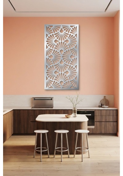 Dekoratif Panel Metal Duvar Tablosu - Duvar Sanatı - Duvar Dekoru - Gümüş