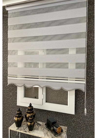 Plisei Stor Zebra Perde Etek Dilimli Gri Gri