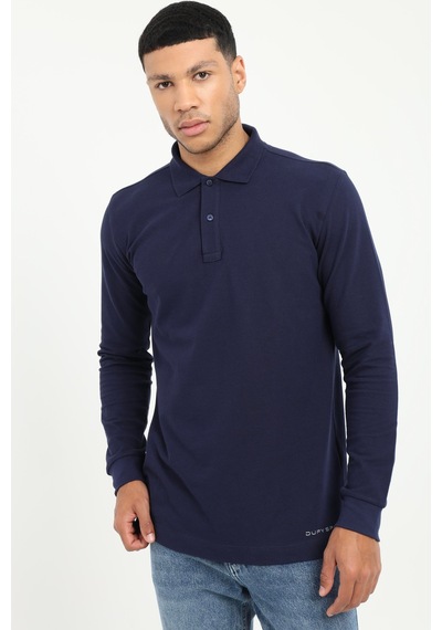 Dufy Erkek Regular Fit Polo Yaka Lacivert Sweatshirt-25493