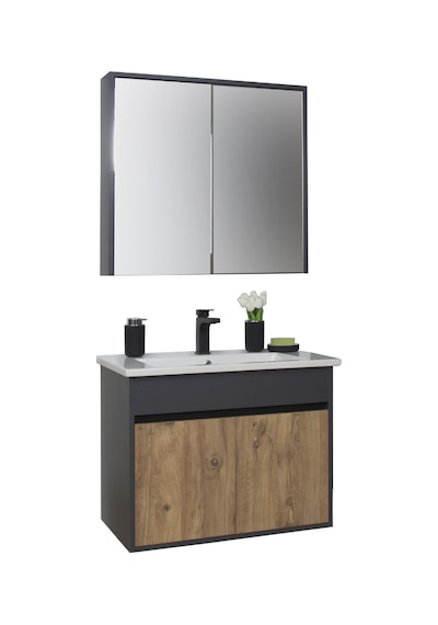 Aras Tk. Asma Alt+üst+lavabo Antrasit/ Atlantik Çam 80 Cm