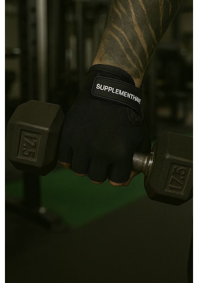 Supplementhane Fitness Ağırlık Body Sporcu Deri Eldiven - Siyah Siyah