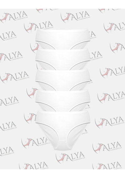 Alya Underwear  Kadın Pamuklu Hipster - Slip Külot 5 Farklı Renk 1 Pakette Beyaz