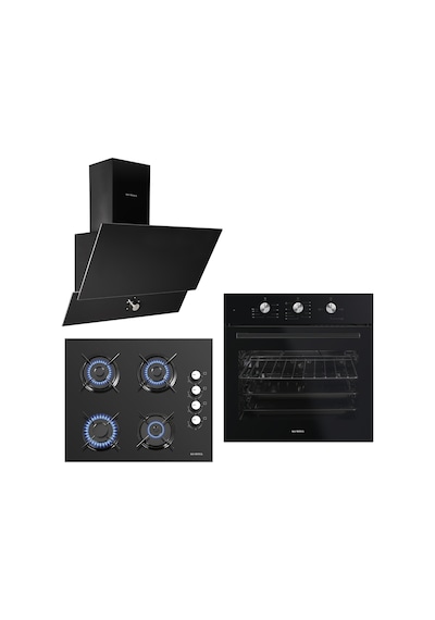Kumtel B66-S2 MT - KO-40 TAHDF - DA6-830 Siyah Cam Ankastre Set