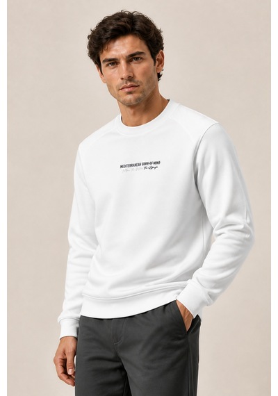 Redline Takes Bisiklet Yaka Kışlık Regular Fit Sweatshirt Beyaz