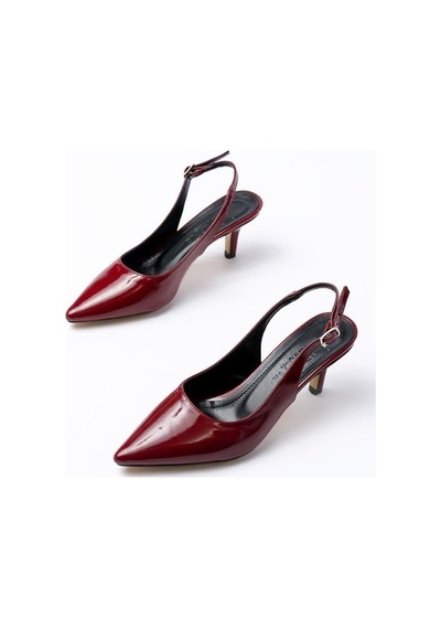 Alemdarshop St-1152 Bordo Rugan Günlük 7 Cm Topuklu Kadın Ayakkabı