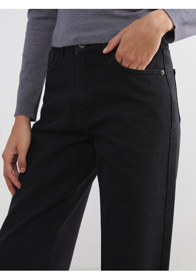 Lcw Jeans Siyah Wideleg Kadın Jean Pantolon