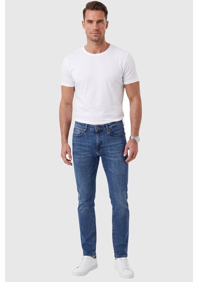 Rizzup Erkek Slim Fit Likralı Taşlanmış Mavi Jean Yumuşak Dokulu Esnek Dar Paça Kot Pantolon 2600991 Rizzup Erkek Slim Fit Likralı Taşlanmış Mavi Jean Yumuşak Dokulu Esnek Dar Paça Kot Pantolon 2600991