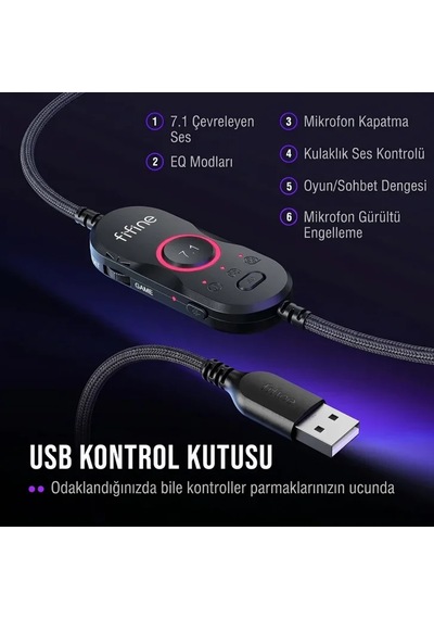 Fifine Ampligame H13 Mikrofonlu 7.1 Rgb Oyuncu Kulaklığı