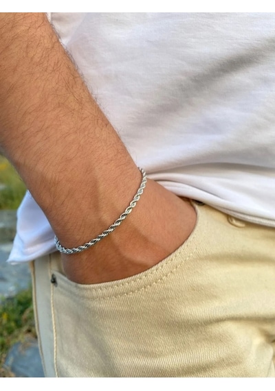 Limezon Burgu Çelik Zincir Bileklik Gümüş