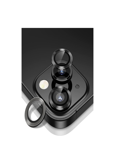 Apple Uyumlu iPhone 14 Metal Çerçeveli 2'li Kamera Lens Koruyucu-SİYAH