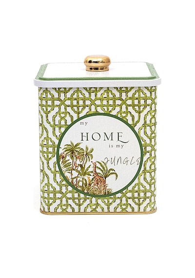 Forrest Green Home Desenli Kare Metal Saklama Kabı 12 x 12 x 13.7 CM 1.8 L Çok Renkli