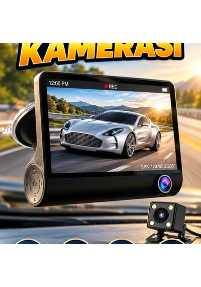 Çift Kameralı Araç Dvr 4 İnç Lcd Ekran, 1080p, 170 Geniş Açı Ve G-sensör