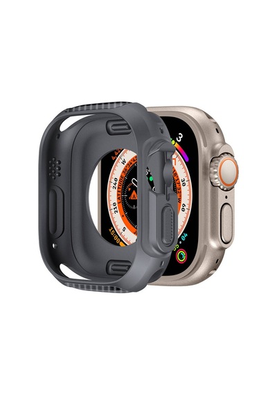 Watch Ultra 49mm Silikon Tpu Kasa Koruyucu Mkst Watch Gard 31 - Gri
