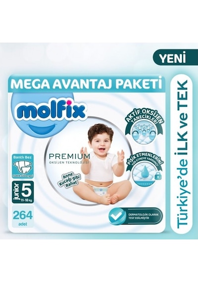 Molfix Premium Avantajlı Paket 66'lı x 4 264 Adet PKT.MOLFIX.105 5 Numara