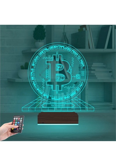 Luvivia Bitcoin Kripto Para Btc Kişiye Özel 3d Lamba - Masa Gece Lambası Şeffaf