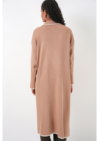 Bigdart Kadın Uzun Oversize Triko Hırka 15962 - Camel
