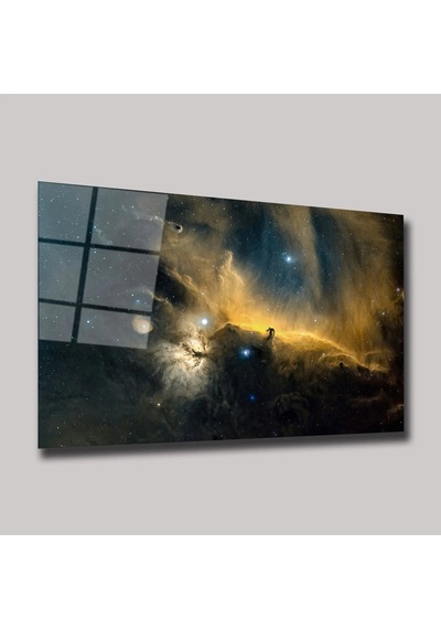Derin Uzay Ve Altın Nebula - Cam Tablo - Deg0340 70 X 110 Cm