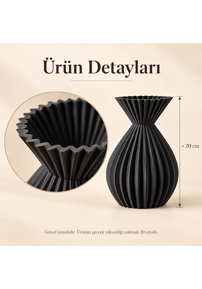 Ahenk Serisi Dekoratif Vazo 20 Cm Kuru Çiçek Ve Pampas Vazosu Siyah