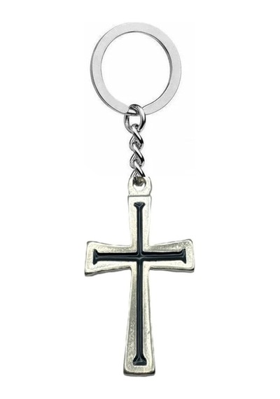 Zincir Figürlü Haç Anahtarlık Zamak Metal Unisex Gotik Ve Sembolik Aksesuar